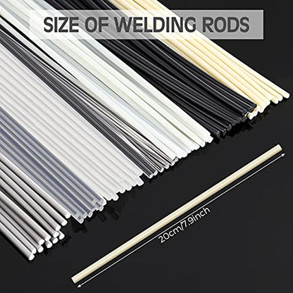 78 Pieces Plastic Welding Rods, 1/8 Inch Diameter (3mm) Round Sticks, PU PP ABS PE TPO PA PC 7 Types of Plastic Welding Repair Rods Strips Kit for Car Bumpers Daily Repair, 7.9 Inch
