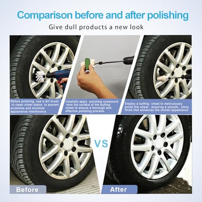 Neeki 14pcs Buffing Polishing Wheel Kit for Dill with Extension Rod | Multi-Specification Polishing Wheel Kit with Polishing Compound, Soft Drill Brush,1/4 Hexagonal Shank,for Metal,Aluminum,etc