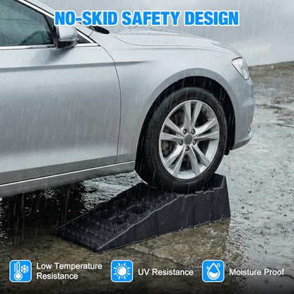 Car Ramps 13000LBS Capacity, 2 PCS 12" W Heavy Duty Vehicle Service Ramps 8.6" Lift Height Plastic Car Ramp for Oil Change Maintenance & Repair Jack Support Low Profile Ramp for Garage SUV Truck Black