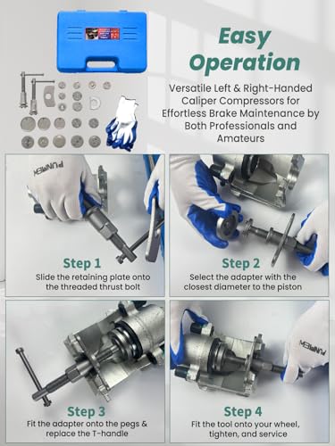 Brake Caliper Compression Tool 24-Piece Heavy Duty Disc Brake Piston Caliper Compressor Rewind Tool