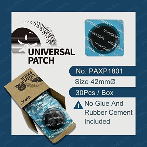 PAX 30 Pcs 42mm Round Universal Tube and Tire Repair Patches, for Radial and Bias Tires, Motorcycle, Automobile, Truck, Agricultural Vehicles, BMX, ATVs, River Floating, Inflatable Rubber - size: 42mm