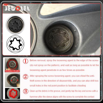 N Wheel Locking Nut Key Compatible with Audi Series, (Socket OD 27mm - ID 25mm), Wheel Lock Nut Socket Adapter, Wheel Anti-Theft Lug Nut Removal Tool, Anti-Theft Screw Remover - size: Socket N