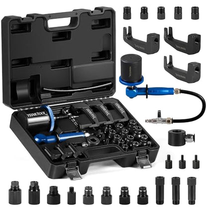 27PC Upgrade Pneumatic Injector Puller For Diesel Engine, Labor-Saving Injectors Removal Tool Kit ,18 Adapters, 3 Hooks,High Impact Extractor Hammer Puller Air Vibration Injector Extractor with Handle