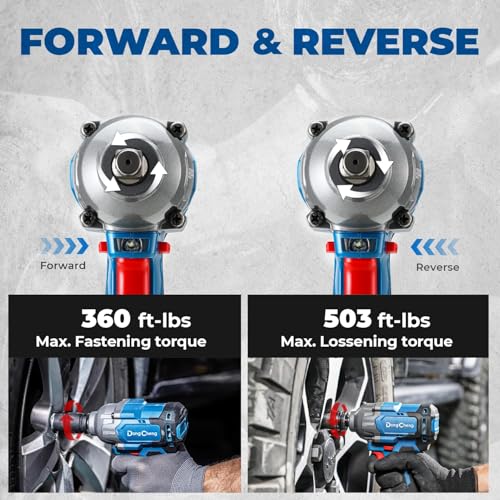 Dong Cheng 20V Brushless Impact Wrench, Max Torque 503 ft-lbs (682 N.m), 1/2 inch with 3 Mode Speed, 2400 RPM Cordless Impact Gun, Bare Tool - style: Bare Tool