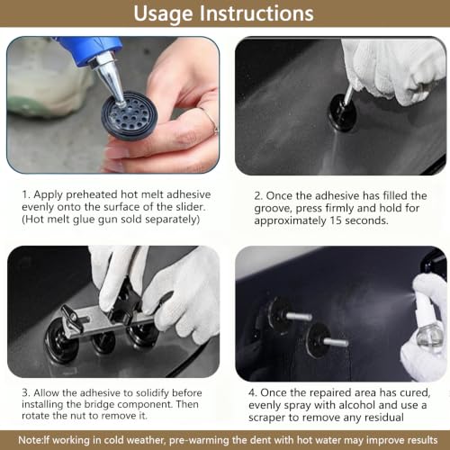 Paintless Dent Repair Kit Professional Auto Body Puller Tool - 8 Pack | Double pole bridge dent puller with 7 tabs for small dents on auto body, fridge door, and washer - size: Dent Puller Kit-8 Pack