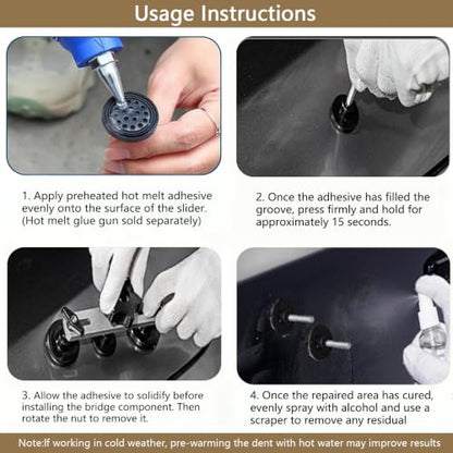 Paintless Dent Repair Kit Professional Auto Body Puller Tool - 8 Pack | Double pole bridge dent puller with 7 tabs for small dents on auto body, fridge door, and washer - size: Dent Puller Kit-8 Pack