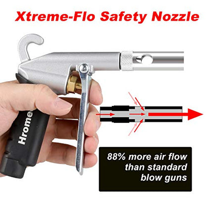 Hromee High Flow Air Blow Gun Kit with Nozzles Tips and Extensions, 13 Pieces Air Compressor Accessory Tools with Couplers and Plugs