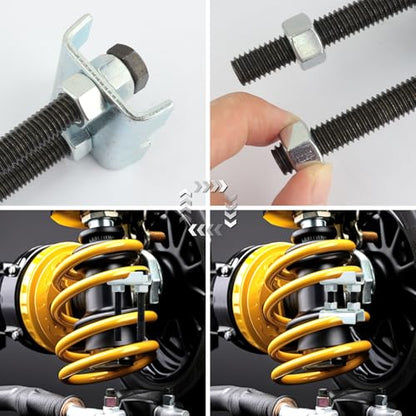 4PCS Coil Spring Compressor Tool,Bi-Directional Adjustable Strut Spring Compressor,Mini Carbon Steel Coil Spring Spacer Suitable for Front or Rear Suspension of Vehicles