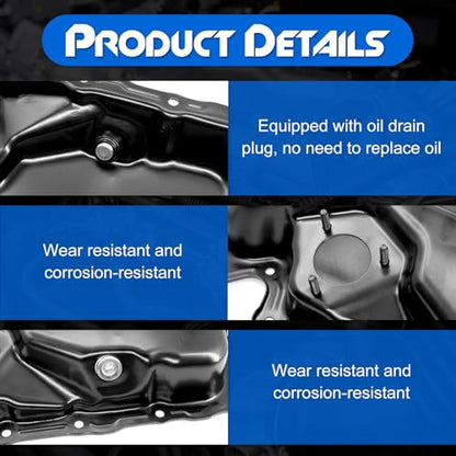 Lower Engine Oil Pan Sump with Drain Plug, Compatible with Volkswagen Tiguan, Jetta, Passat, Passat CC, Golf, Beetle, CC, Eos - 1.8L 2.0L & Audi A3, A3 Quattro, Q3, Q3 Quattro, TT, TT Quattro - 2.0L