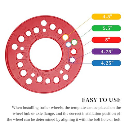 eaacaa Wheel Bolt Pattern Measuring Tool, 5 Lug Template Gauge for 5/6/8 Hole Rims, Precise Trailer Axle Bolt Circle Tool-Red - color: 1 Pcs