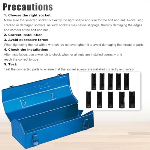 RULLINE 10Pc Flare Nut Socket Set – 1/2" Drive, SAE/Metric | 10pcs Upgraded Steel Flare Nut Socket Set for Automotive and Mechanical Applications 1/2" square drive - size: 10pcs