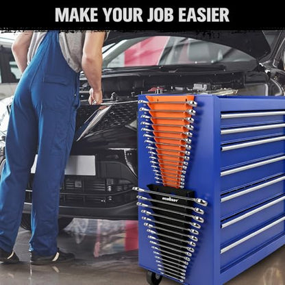 HORUSDY 2-Piece Magnetic Wrench Organizer, 32-Slot Wrench Storage Rack for Toolboxes, Drawer & Garage, SAE (1/4" - 1-1/16") & Metric (6mm - 24mm) Wrench Holder, Black & Orange, 11LBS Capacity - style: 2-Piece Magnetic Wrench Organizer, 32-Slot