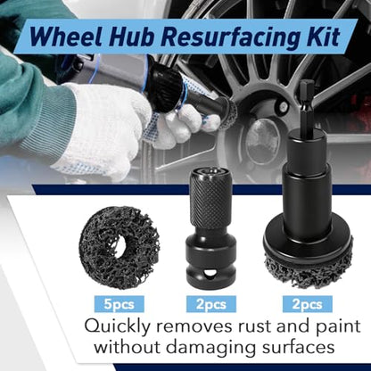 9 PCS Wheel Hub Cleaning Tool, Brake Hub Cleaning Kit Includes 5 Pads, Compatible with Electric Drills or 1/2" Impact Wrenches, Suitable for Car & Truck - color: 9-PACK