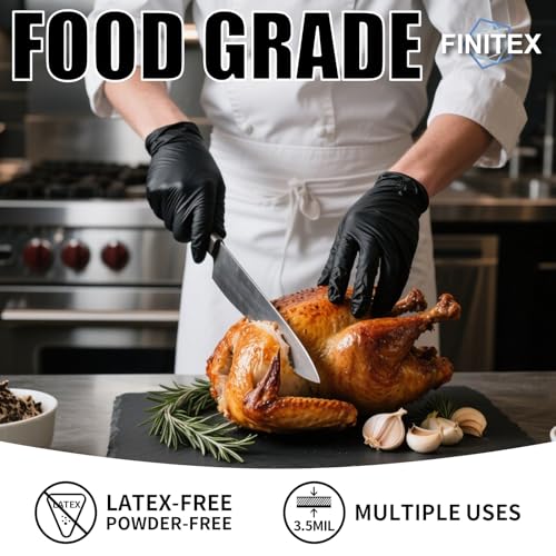 FINITEX - Black Nitrile Disposable Gloves, Exam Gloves, Powder-free, Latex-free, 3mil, Case of 10 Boxes - size: X-Large (Pack of 1000)