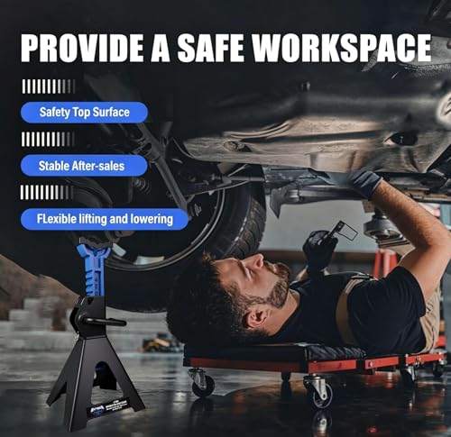 ANTPOWER Jack Stands 4 Ton (8,000 LBs) Heavy Duty Car Jacks Stand, 13.11"-20.28" Adjustable Height with Rubber Pad Double Locking for Lifting Automotive Small SUV, Pickup 1 Pair(4T) - style: 4T Double Pin Locking with Rubber Pads