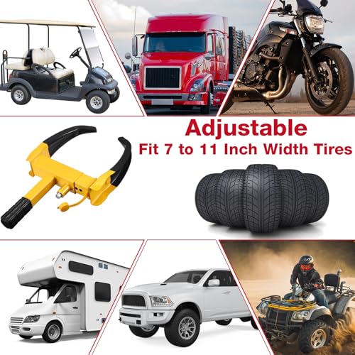2 Pcs Wheel Lock for Cars, Heavy Duty Trailer Wheel Lock Universal Security Anti Theft Tire Clamp for Vehicles Boot Camper SUV ATV Boat Motorcycle Deterrent(Red and Black) - color: Red and Black