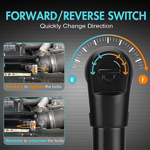 DURATECH Extended Cordless Ratchet Wrench, 3/8" 12V 44 Ft-Lbs Long Neck Electric Ratchet Wrench with 2-Pack 2.0Ah Li-Ion Battery, 1 Hour Fast Charger, 10 Sockets Accessories & Variable Speed Trigger - style: Extended Head