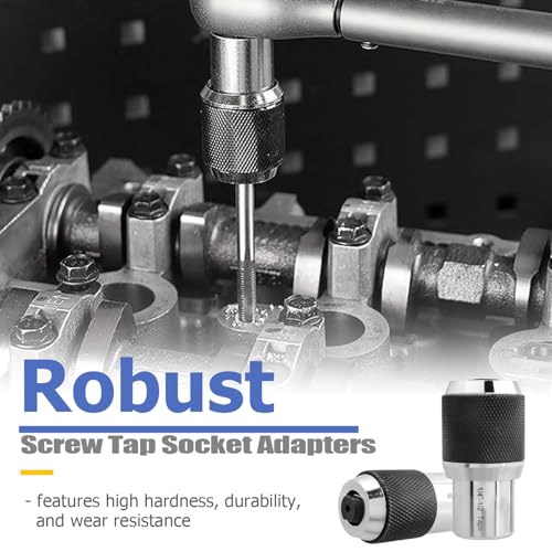 Mesee 2 Pieces Adjustable Tap Socket Set, 3/8" Drive Tap Socket Adapters Tap Holder with Adjustable Jaws, Taps Extractor Tool for Thread Taps, Reamers, Screw Extractors