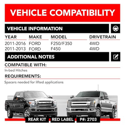 Firestone Airide Red Label Air Suspension Kit with Mounting Assembly fits 2011-2016 F250/F350/F450 4WD | 150 PSI | 7500 LBS Capacity | No Drill Installation | PN 2703 - size: 2011-2016