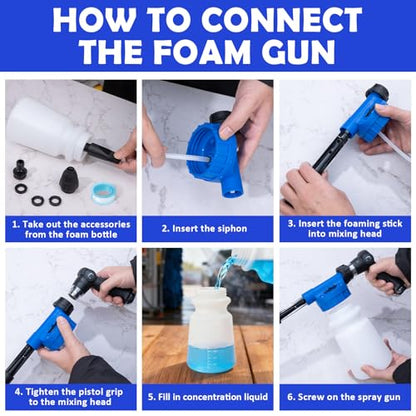 Car Wash Detailing Kit Cleaning Kits with Foam Gun Sprayer, Car Wash Brush and Large Wash Mitt Duster for Car Interior and Exterior Cleaning (Blue) - color: Blue