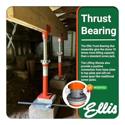ELLIS Heavy-Duty Adjustable Steel Shore - Basement House Jack for Floor Leveling, Foundation, Beams & Concrete Bracing - 40,000 lb Capacity, 31"-56" Adjustable Support - size: 31" - 56" Adj. Safe Load Capacity (40,000 lb)