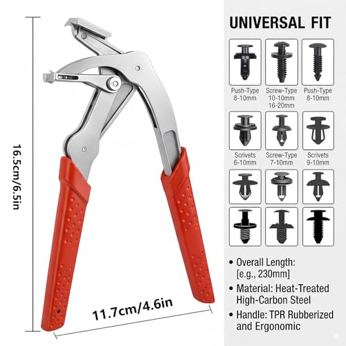 Car Clip Pliers, 2026 New Professional Auto Clip Removal Pliers | Panel Clip Removal Tool for Auto Door Panel, Upholstery & Dashboard, Universal Fastener Remover for Most Vehicles