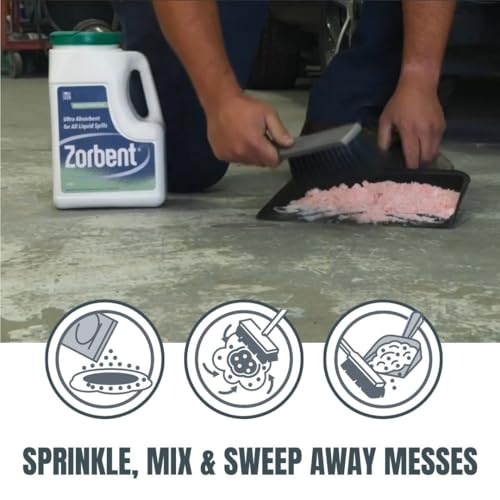 Zorbent Oil Spill Absorbent | 5 Quart Jug Absorbs up to a Gallon of Liquid. Non-Toxic, Low-Dust, with Cleaning Agent. For Fast Industrial and Commercial Spill Cleanup - size: 160 Ounce (Pack of 1)