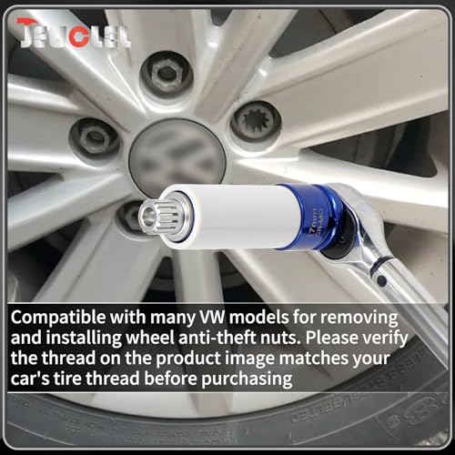 ABC0/10PT Wheel Locking Nut Key Compatible with VW, Audi | Wheel Lock Nut Socket Adapter, Anti-Theft Screw Remover, Hand Repair Tool, Tyre Fitting, garage - color: ABC0/10PT