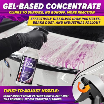 Iron Remover Car Detailing – Iron Decon Spray, Pulls Out Brake Dust, Rust & Fallout - Contaminant Removal for Car Paint & Wheels, pH Neutral Formula - 16 fl. oz. (Pack of 2) - size: 16 fl. oz. (Pack of 2)