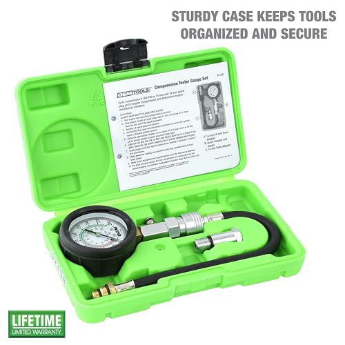 OEMTOOLS 37138 Compression Tester Gauge Set, Compression Tester Automotive, Engine Compression Tester with Flexible Hose, 14mm and 18mm Adapters