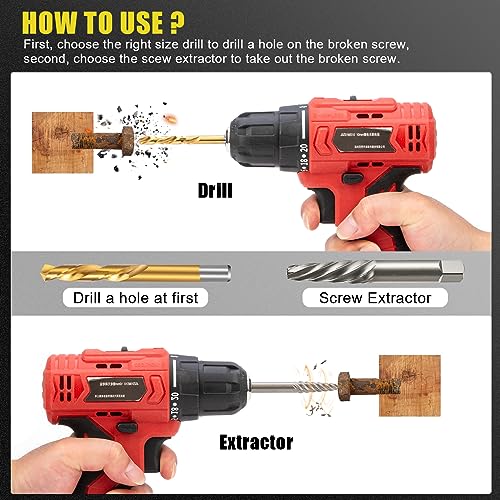 TOPEC Screw Extractor and Left Hand Drill Bit Set - 18 Piece Easy Out Bolt Extractor Kit for Removing Damaged Screws, Broken Bolts, Studs - size: 18 Piece