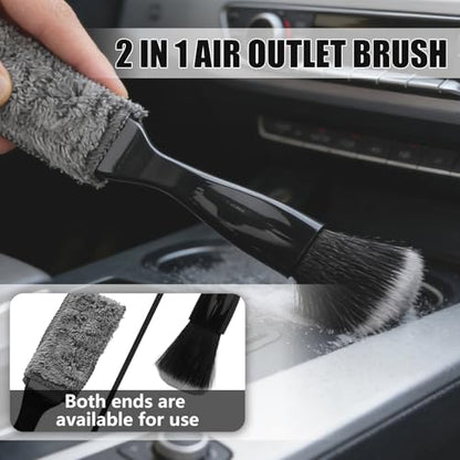 7PCS Car Detailing Brush Set, Soft Boar Hair Brush, Car Interior Detail Brush, Fiber Brush, Car Dust Removal Brush, Car Cleaning Gel, Cleaning Tool Set Suitable for Trucks, Cars, RVs, SUVs - size: 7PCS