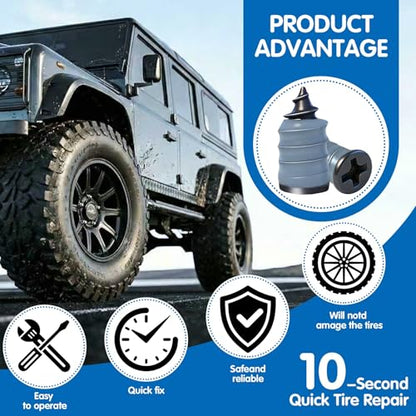 60 PCS Tire Repair Rubber Nails Kit Screw-in Tire Plugs for Tubeless Tisres | Fast Emergency Tire Repair Tool for Cars Motorcycles Trucks SUVs and Bikes, 2 Sizes for Quick and Easy Tire Puncture Repair