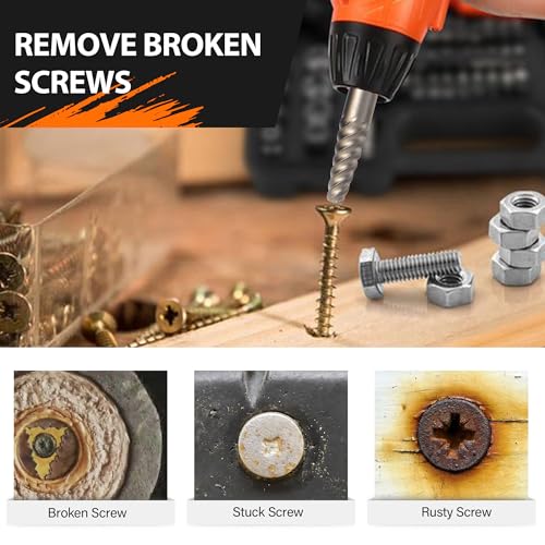 KENDO 46PC Bolt Extractor Kit - HSS Damaged Screw Extractor Set Remover for Stripped Screws Nuts & Bolts, Lug Nut Remover with ¼ Inch to ⅜ Inch Hex Socket Adapter - style: 46-PCS