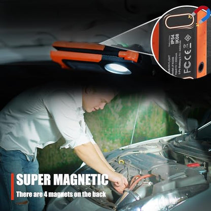 Work Light - LED Rechargeable Work Light with COB 1500LM & 300LM Portable Gooseneck USB Rechargeable - Magnetic Led Worklight, Work Lights Tool for Car Repair, Camping & Job Site Lighting