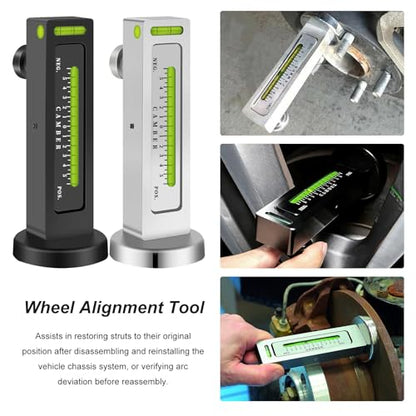 Camber Alignment Tool, Adjustable Magnetic Caster Pillar Gauge Professional Tire Repair Tool, High Precision Camber Strut Wheel Alignment Instrument for Car Truck RV (Silver) - color: Silver