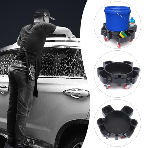Bucket Dolly 360° Rotation Flexible Bucket Roller with 5 Universal Wheels, for Car Washing Car Beauty, Painting Assistance, Etc