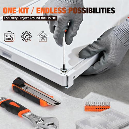 248-Piece Tool Set - General Household Hand Tool Kit with Plastic Toolbox Storage Case for Men, Home Repair, DIY Projects - color: Orange