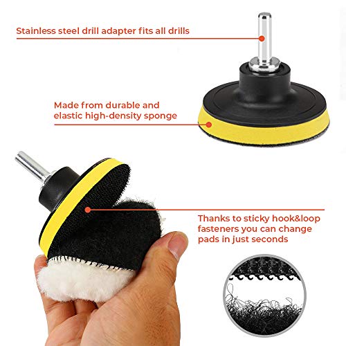 CANOPUS Buffing Pads, Polishing Pad Kit, Buffer for Car Detailing, Polishing Wheel for Drill, Car Polishers and Buffers Kit for Sanding, Polishing, Waxing & Sealing Glaze, 3 inch, 22 Pieces - size: 22 Pieces