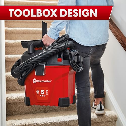 Vacmaster 5-Gallon* 5 Peak HP† Remote Control Wall Mount Wet/Dry Vac – VWMB508 1101 - color: Red