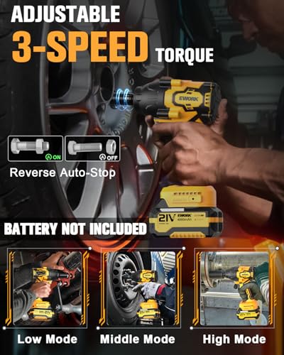 EWORK 1/2" Cordless Impact Wrench Compatible with Makita 18V Battery | 775 Ft-lbs Compact Brushless High-Torque Impact Gun, 3-Speed Modes, Includes 5 Sockets (Only Tool)