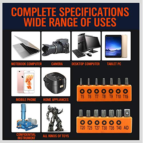HORUSDY 14-Piece Tamper Resistant Star Bits, S2 Alloy Steel, T5 - T40 Security Torx Bit Set - style: 14-Piece