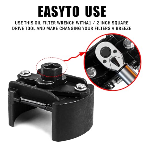 Oil Filter Wrench Removal Tool Adjustable Use for 2.36 inch to 3.15 inch, Durable Cap Spanner Tool Set with 2 Durable Non Slip Serrated Jaws Special Design
