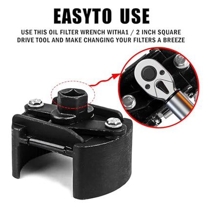 Oil Filter Wrench Removal Tool Adjustable Use for 2.36 inch to 3.15 inch, Durable Cap Spanner Tool Set with 2 Durable Non Slip Serrated Jaws Special Design