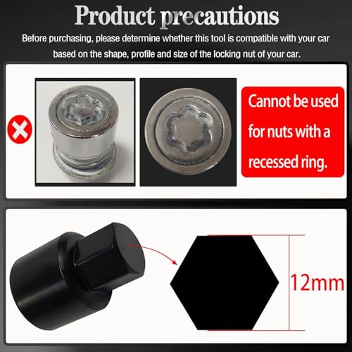 F-Wheel Locking Nut Key Compatible with Toyota, Lexus, Tacoma | Wheel Lock Nut Socket Adapter, Anti-Theft Lug Nut Removal Tool, Anti-Theft Screw Remover, Repair Tool, Tyre Fitting, garage - size: Socket F
