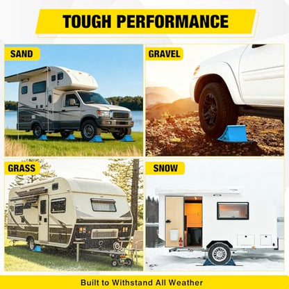 Nilight Wheel Chocks, Heavy Duty Wheel Stopper for Car, Truck, RV, Trailer, Caravan, Motorcycle, 8.7" x 4.8" x 4.2", 4-Pack(Blue) - color: Blue 4-PACK