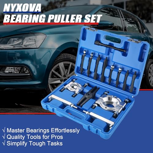 NYXOVA Bearing Puller Set, 5 Ton Capacity Bearing Separator, Pinion Wheel Bearing Removal Kit with 2" and 3" Jaws, Wheel Hub Axle Puller Set, 14PCS Bearing Separator Puller with Case