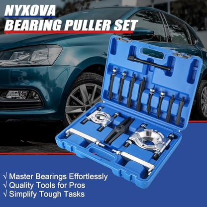 NYXOVA Bearing Puller Set, 5 Ton Capacity Bearing Separator, Pinion Wheel Bearing Removal Kit with 2" and 3" Jaws, Wheel Hub Axle Puller Set, 14PCS Bearing Separator Puller with Case