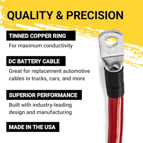 Spartan Power Battery Cable 5 Foot 2 Gauge AWG Wire Set 5/16" M8 Made in USA - color: 2 AWG-SET-5/16", size: 5-FT