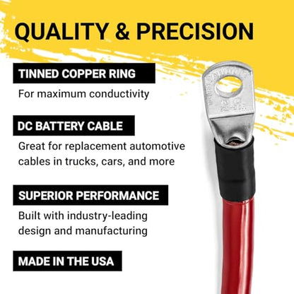 Spartan Power Battery Cable 12 Foot 4 Gauge AWG Wire Set 3/8" M10 Made in USA - color: 4 AWG-SET-3/8", size: 12 ft Set - 3/8"